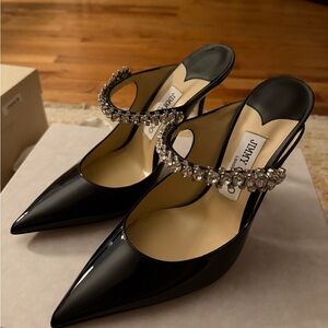 Jimmy Choo Black Heels with Crystal Strap